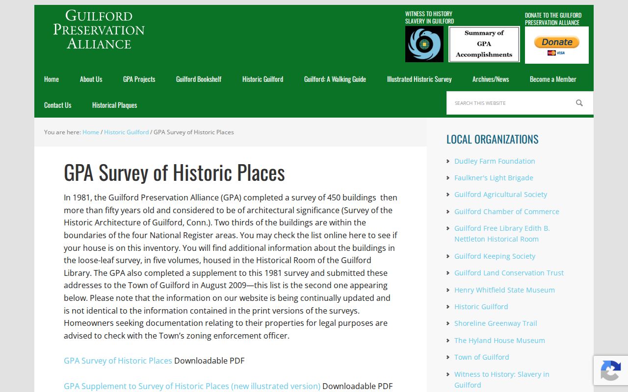 Guilford previous residents historic-place preservation survey