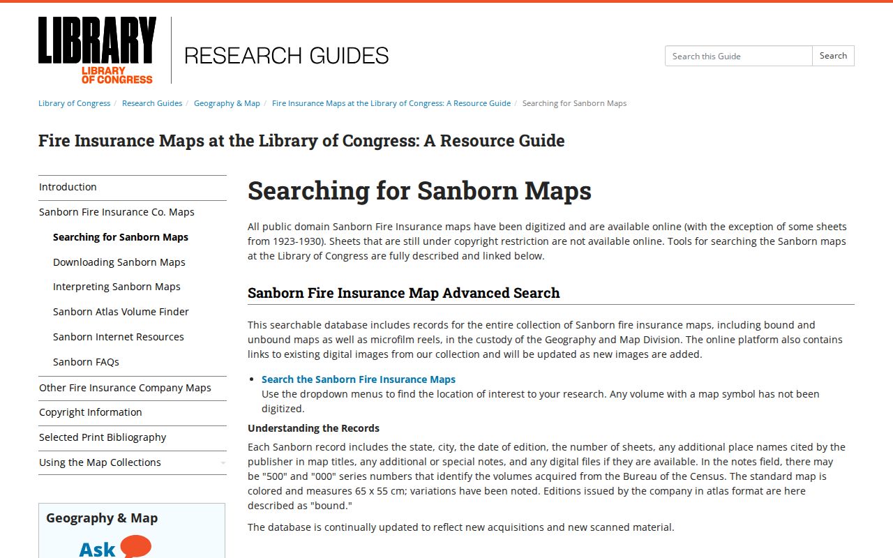 Guilford previous residents Sanborn map research guide