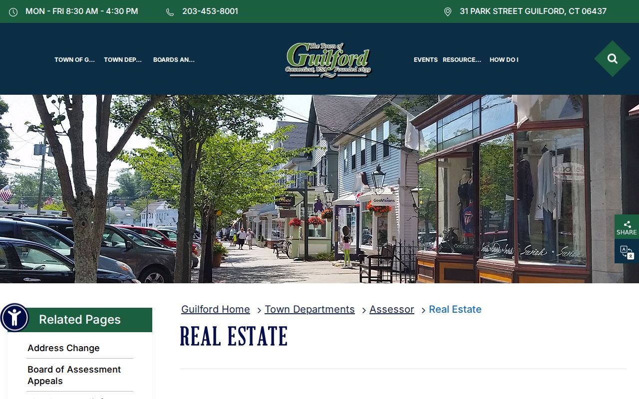 Guilford street directory Assessor real estate records page