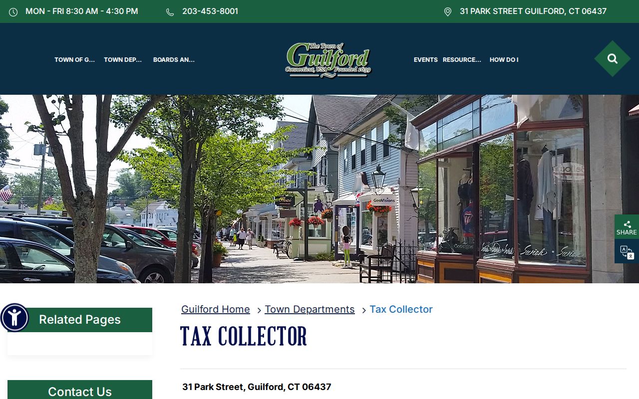 Guilford ZIP code directory Tax Collector records page
